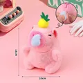 Pink Capybara plush keychain with yellow pineapple hat, 15cm cartoon soft toy variant - Pineapple-shaped Pull-out Snot Pink Capybara