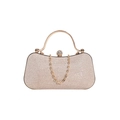 Elegante champagner goldene Pailletten-Abendtasche mit Metallgriff und Diamantverschluss - Gold