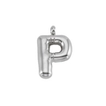 Chubby bubble style letter P pendant made of silver stainless steel with puffy design - Silver Letter P