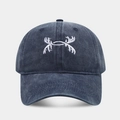 Vintage dunkelgraue Baseballcap aus gewaschener Baumwolle mit weißer Geweih-Stickerei - Verstellbar / Marineblau