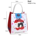 Portable red lunch bag with cat print, insulated aluminum foil, and velcro closure - Red