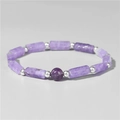 Armband aus natürlichem Amethyst mit quadratischen lila Perlen und silbernen Akzenten - Amethyst