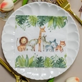 Tropical jungle animals printed paper napkins on a decorative white lace plate - Jungle Animals (1070)