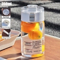 Portable 350ml glass water bottle with white lid and built-in stainless steel tea infuser - Borosilicate Glass/304 Stainless Steel / 350ml / White (Small Clear Glass)