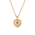 August birth flower heart pendant necklace in 18K gold plated stainless steel - Heart Month Flower Necklace-Gold-August