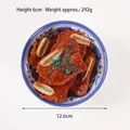 Modelo de costillas estofadas artificiales en tazón azul para exhibición de restaurantes - Costillas de ternera