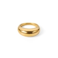 Französischer Vintage 18k vergoldeter Edelstahl-Dome-Ring mit hochglanzpoliertem Finish - US 6 / Goldener Stil (JDR201141)