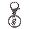Gun black metal lobster clasp keychain with flat split ring and connecting links - Lobster Clasp + Chain / Gunmetal