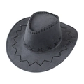 Detalle de sombrero vaquero gris oscuro con costuras en cruz negras y borde dentado - Niños 54CM / Gris