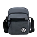 Gray waterproof nylon crossbody bag featuring mesh pocket and adjustable strap - Gray