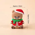Christmas bear figurine with red hat and green scarf, variant size 5.2cm height - Christmas Bear