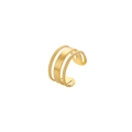 Detailed view of the layered gold ring with twisted rope texture and adjustable open band - Gold Rope Brushed Layered