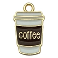 Golden coffee cup enamel pendant with white and brown finish for DIY jewelry making - Coffee Cup (Sleeve)