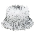 Close-up of thick gradient faux fox fur texture on a fluffy winter bucket hat for women - M (56-58cm) / Faux Fur White With Black Tips (A)