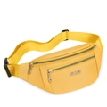Adjustable yellow waist pack for women with multiple zipper pockets and nylon strap - Yellow