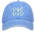 Light blue washed cotton baseball cap featuring DOG DAD embroidery and a paw print - Washed Light Blue DOG DAD Embroidery Baseball Cap