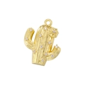 Detailed close-up of a gold cactus pendant with sparkling zircon inlays and tiny flower - VD1763 Gold Zirconia Cactus Pendant
