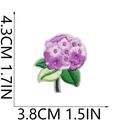 Detail showing dimensions of purple hydrangea flower embroidery patch with clear texture - No.12 (Purple Hydrangea Cluster)