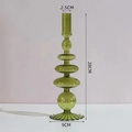Candeliere in vetro verde con sfere impilate e dimensioni di 28 cm di altezza - Base a coste / Verde Erba