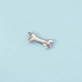 Silver dog bone pendant with purple zircon gemstone inlay for DIY jewelry design - Steel Color June