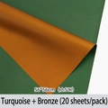 Two-tone waterproof flower wrapping paper in turquoise and bronze, 56x56cm 20 sheets - Turquoise + Bronze