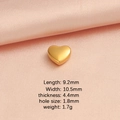 Cuenta de corazón de acero inoxidable dorado pulido de 9,2x10,5mm para joyería DIY - Oro de 18K