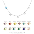 Collier MAMA en argent avec douze options de pierres de naissance colorées au choix - 4 Lettres + 1 Pierre de Naissance / Acier