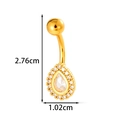 Golden belly button ring with teardrop zircon and wing design, 2.76cm length - Water Drop Pendant - Gold (0198-7#金)