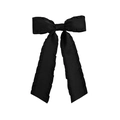Schwarze Haarklammer mit langer Schleife, Rüschenkanten und fließendem Chiffon - Schwarz