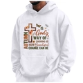 White fleece hoodie for men and women featuring autumn-themed print and drawstring - S / Tops / White (Autumn God)