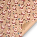 Christmas kraft paper wrap with Santa patterns and grid cutting lines on the back - Santa Claus (With Grid)
