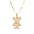 Cute golden bear pendant necklace with white pearls and micro-pave cubic zirconia accents - Full Pearl Bear Style