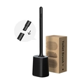 Set scopino per WC nero in TPR con manico rimovibile e base di drenaggio compatta - Nero scuro