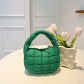 Mini bolso de mano acolchado verde tipo nube con asas suaves para mujer otoño invierno - Verde
