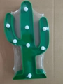 Detail of green cactus LED night light with eight bulbs and stable plastic base - Cactus