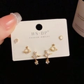 6-piece gold celestial stud earring set featuring stars, planets, and round zircons - Gold-Starry Sky Planet Set (94#)