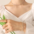 French vintage 18k gold plated tennis necklace and bracelet set with clear zircons - White Zircon Necklace / Gold