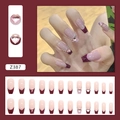 Faux ongles French manucure rouge bordeaux longs avec strass cœur rose 3D et paillettes - Coeur Rose Violet (Z387)