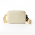 Universal nylon crossbody bag in beige with adjustable strap and black buckle closure - Off White