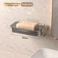 Wall-mounted smoky grey transparent soap dish with waterproof drainage design - Single Layer / Gray