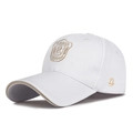 White baseball cap with gold 'R' crest embroidery and textured breathable fabric - Adjustable / White