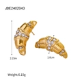 Pendientes croissant de oro de 18k con circonitas blancas y dimensiones - Estilo Croissant (JDE2402043)