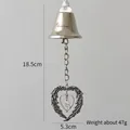 Vintage silver Christmas bell pendant with wings heart charm 18.5cm tree decor - Heart Bell Chain