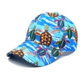 Casquette de baseball bleue avec imprimé tortues marines colorées et motifs de vagues - M (56-58cm) / Bleu clair
