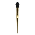 Einzelner Make-up-Pinsel mit ergonomischem Goldgriff und dichten schwarzen Borsten auf Weiß - Daumen-Flammenpinsel (Gold)