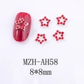 Détails de bijoux à ongles étoile avec strass rouges pour manucure de Noël, 8x8mm - Étoile Creuse (AH58)