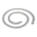 Polished silver stainless steel Cuban link necklace for men in a spiral layout with clasp - 10mm Steel Necklace