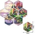 Detail of 9cm x 8cm hexagonal diamond painting coasters with cork base and resin drills - Cork Starry Night Style (BD706)