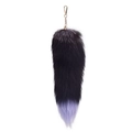 Extra large fox tail fur keychain with black to light purple gradient and gold hardware - 40CM / Silver Fox