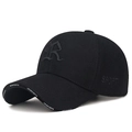 Berretto da baseball nero da uomo con fodera in pile e ricamo R in stile sportivo - Stile Lettera R / Nero con ricamo nero